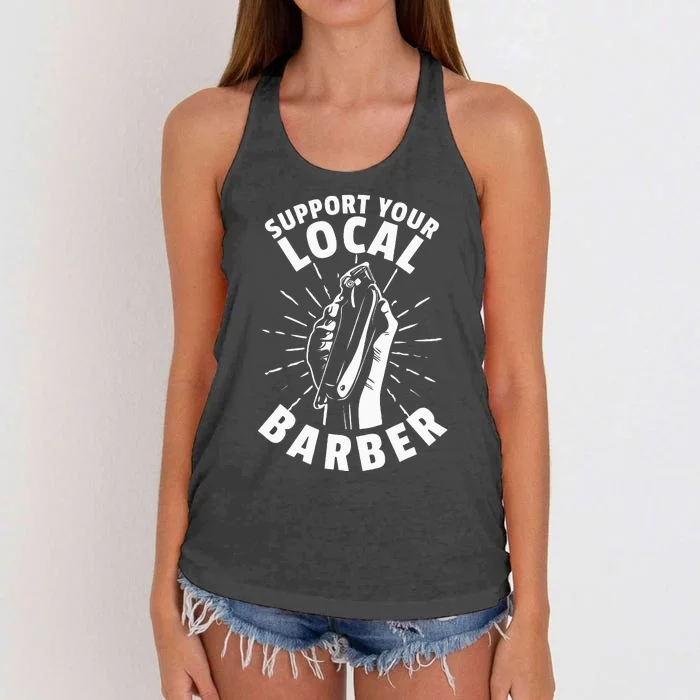 Support Your Local Barber Women's Knotted Racerback Tank