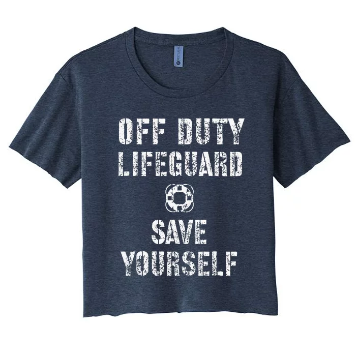 Save Yourself Lifeguard Swimming Pool Guard Off Duty Red Women's Crop Top Tee