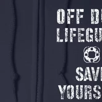 Save Yourself Lifeguard Swimming Pool Guard Off Duty Red Full Zip Hoodie