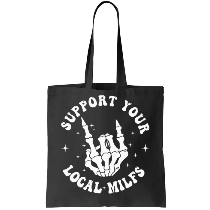 Support Your Local Milfs Groovy Front & Back Funny Tote Bag