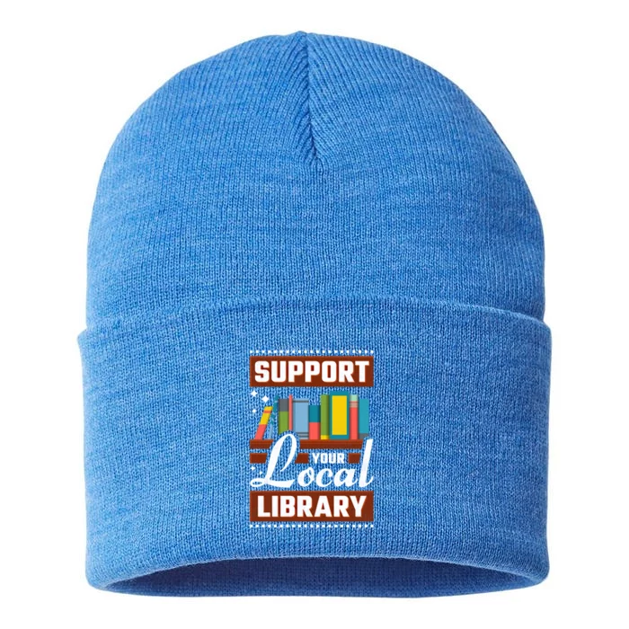 Support Your Local Library Bookworm Gift Sustainable Knit Beanie