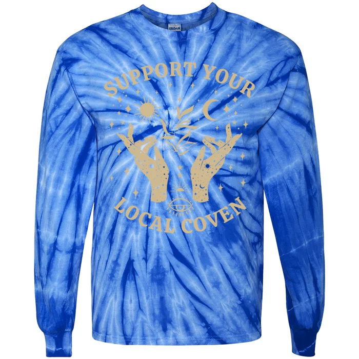 Support Your Local Coven Witch Aesthetic Gift Tie-Dye Long Sleeve Shirt