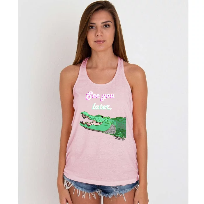 See You Later Alligator Women's Knotted Racerback Tank