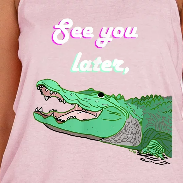 See You Later Alligator Women's Knotted Racerback Tank