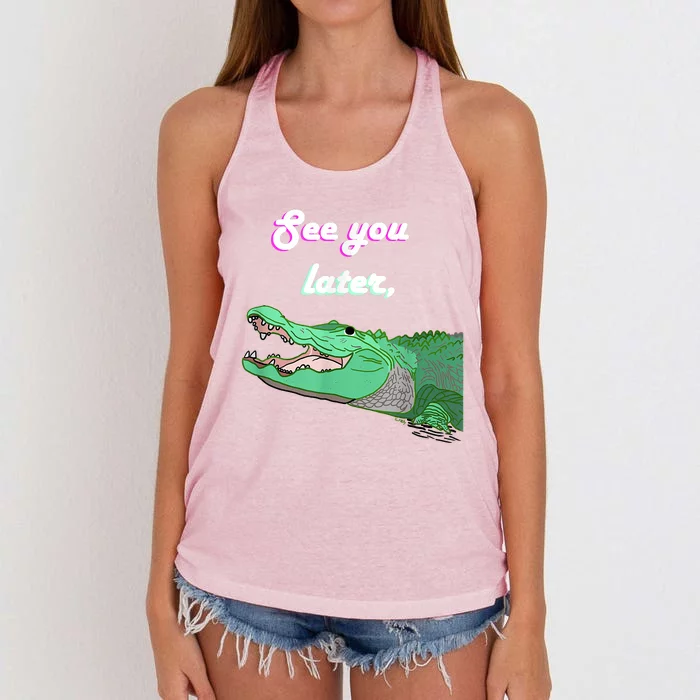 See You Later Alligator Women's Knotted Racerback Tank