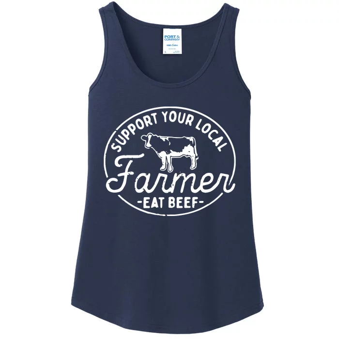 Support Your Local Farmer Eat Beef Ladies Essential Tank