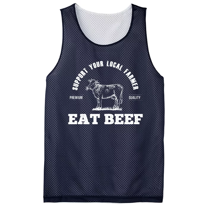 Support Your Local Farmer Eat Beef Farm Farming Gift Mesh Reversible Basketball Jersey Tank