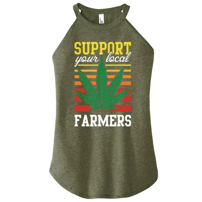 Support Your Local Farmers Cannabis Leaf Weed THC Marijuana Women’s Perfect Tri Rocker Tank