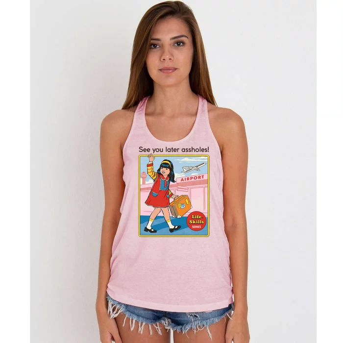 See You Later Assholes Women's Knotted Racerback Tank