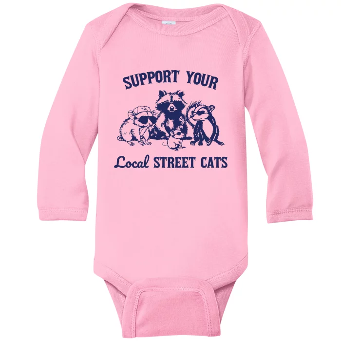 Support Your Local Street Retro Baby Long Sleeve Bodysuit