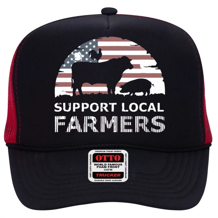 Support Your Local Farmers Pride Farm Country High Crown Mesh Trucker Hat