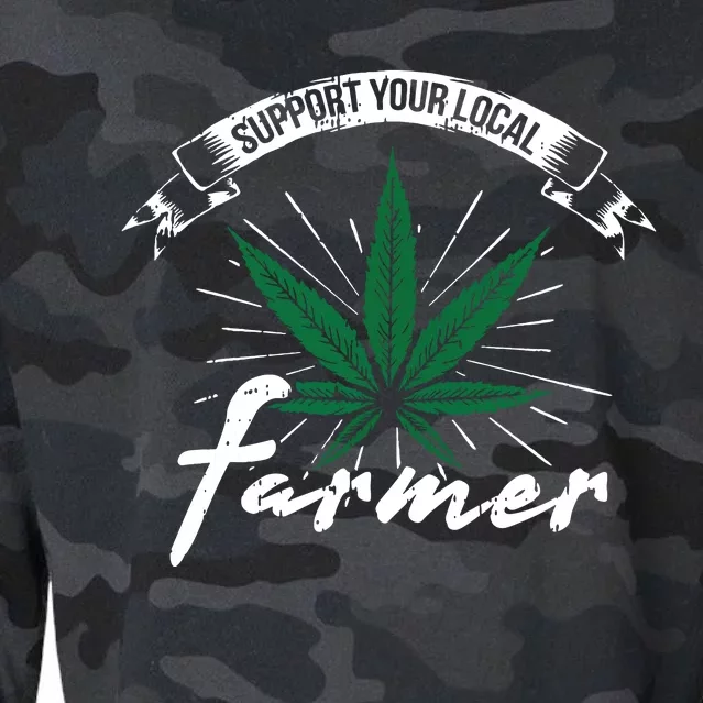 Support Your Local Weed Farmer Funny Cannabis Marijuana Gift Cropped Pullover Crew