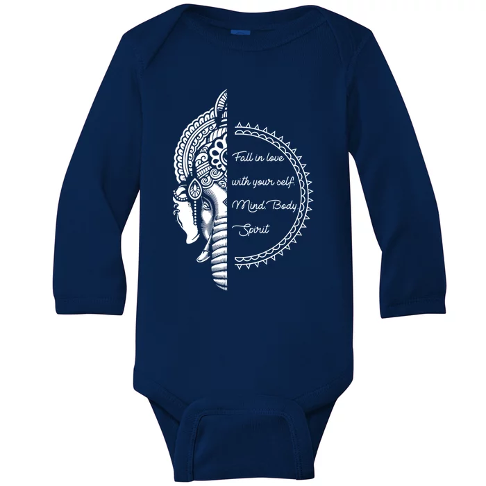 Spiritual Yoga Love Your S Meditation Elephant Ganesha Gift Baby Long Sleeve Bodysuit