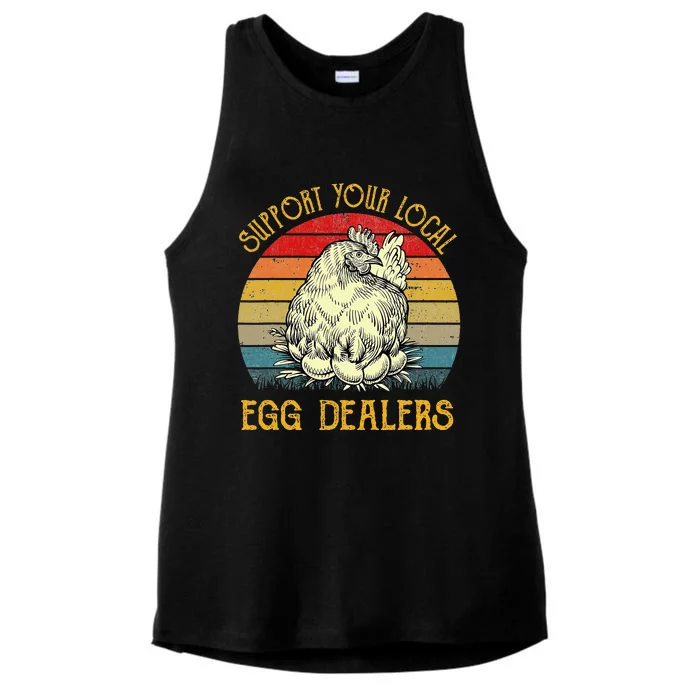 Support Your Local Egg Dealers Farmers Funny Chicken Lover Ladies Tri-Blend Wicking Tank