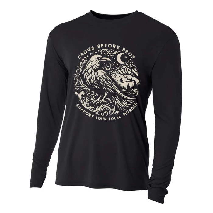 Support Your Local Murder Crows Before Bros Funny Cooling Performance Long Sleeve Crew