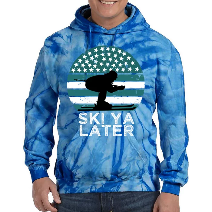 Ski Ya Later Winter Sports Lover Skiing Gift Tie Dye Hoodie