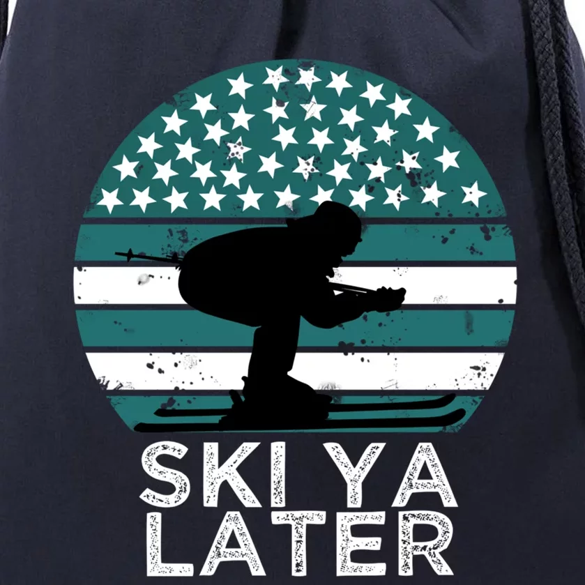 Ski Ya Later Winter Sports Lover Skiing Gift Drawstring Bag