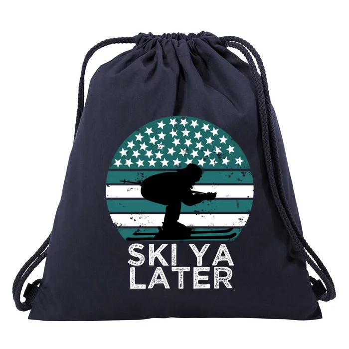 Ski Ya Later Winter Sports Lover Skiing Gift Drawstring Bag