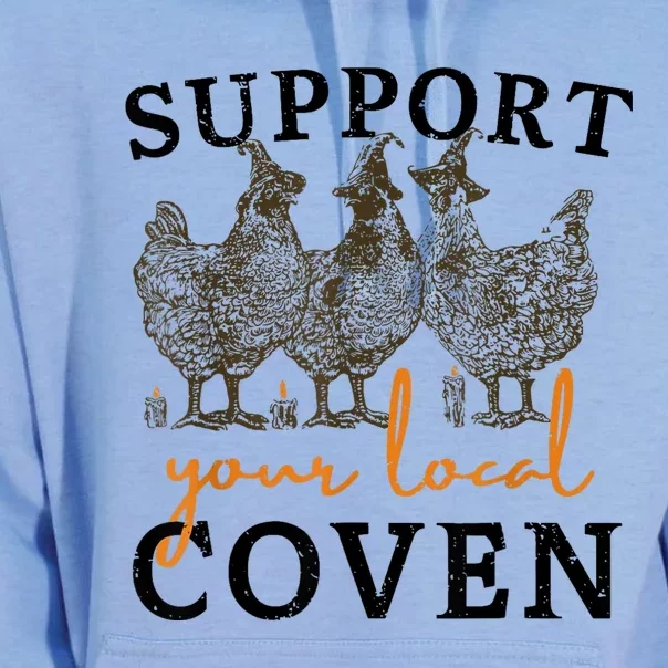 Support Your Local Coven Funny Farm Witch Chicken Halloween Unisex Surf Hoodie