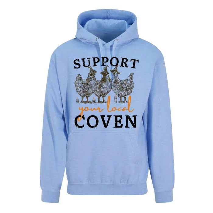 Support Your Local Coven Funny Farm Witch Chicken Halloween Unisex Surf Hoodie