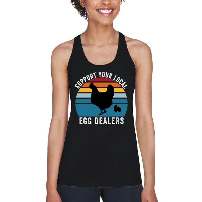 Support Your Local Egg Dealers, Egg Lover, Retro Chicken Women's Racerback Tank