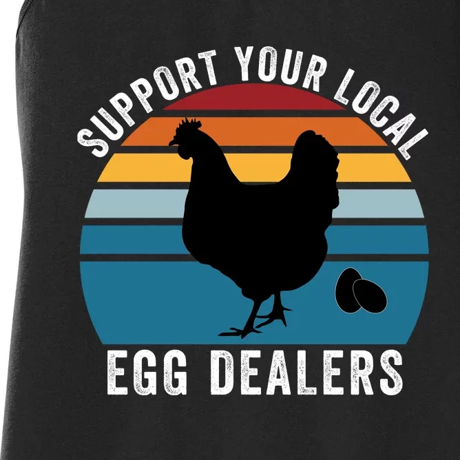 Support Your Local Egg Dealers, Egg Lover, Retro Chicken Women's Racerback Tank