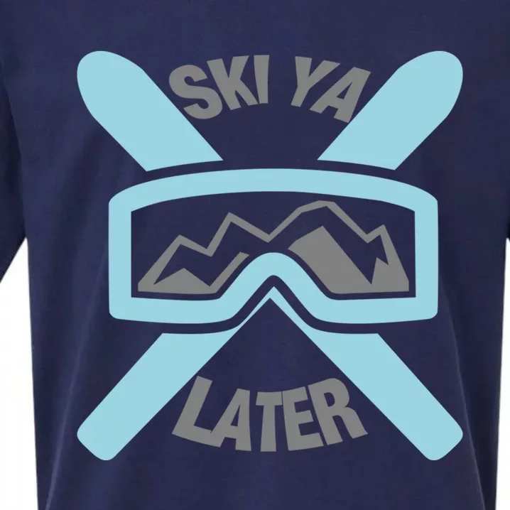 Ski Ya Later Funny Skiing Gift Sueded Cloud Jersey T-Shirt