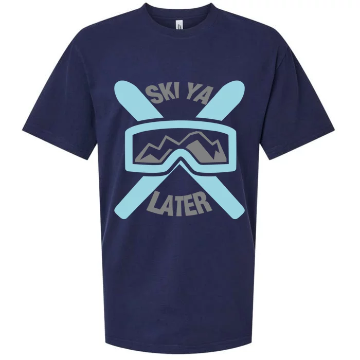 Ski Ya Later Funny Skiing Gift Sueded Cloud Jersey T-Shirt