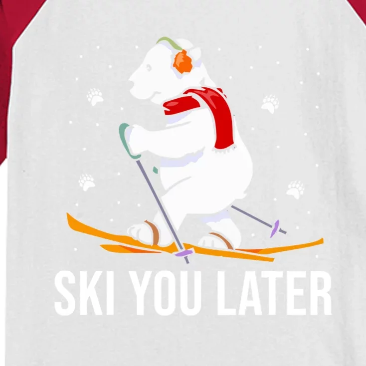 Ski You Later Skiing Bear Winter Vacation Christmas Ski Great Gift Kids Colorblock Raglan Jersey