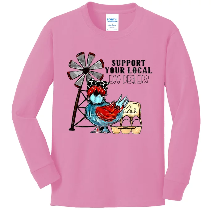 Support Your Local Egg Dealers Kids Long Sleeve Shirt