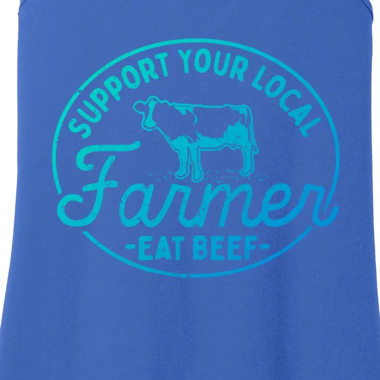 Support Your Local Farmer Eat Beef Gift Ladies Essential Tank