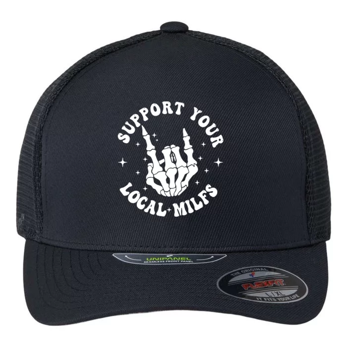 Support Your Local Milfs Love Hand Flexfit Unipanel Trucker Cap