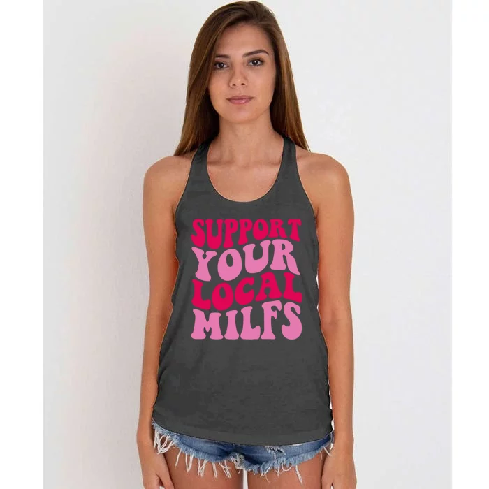 Support Your Local Milfs Women's Knotted Racerback Tank