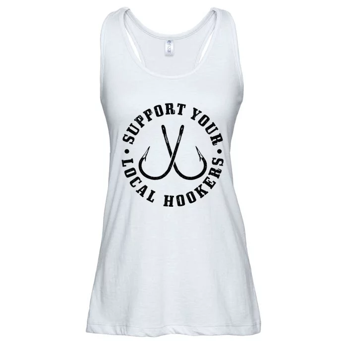 Support Your Local Hookers Fisherman Fish Funny Fishing Ladies Essential Flowy Tank