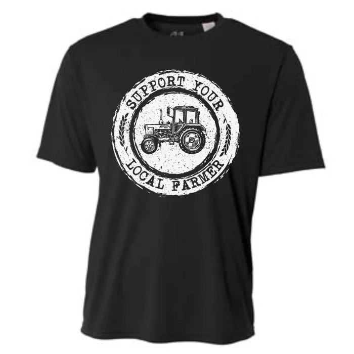 Support Your Local Farmer Letter Print Tractors Farming Gift Cooling Performance Crew T-Shirt