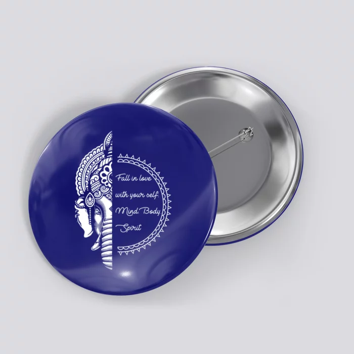 Spiritual Yoga Love Your Self Meditation Elephant Ganesha Gift Button