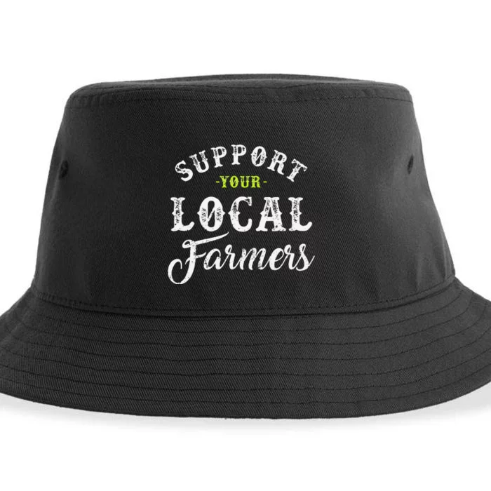 Support Your Local Farmer Retro Style Tractor Sustainable Bucket Hat