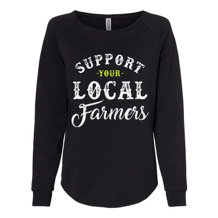 Support Your Local Farmer Retro Style Tractor Womens California Wash Sweatshirt