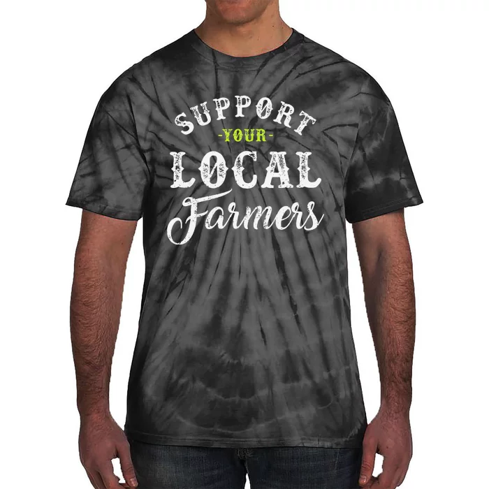 Support Your Local Farmer Retro Style Tractor Tie-Dye T-Shirt