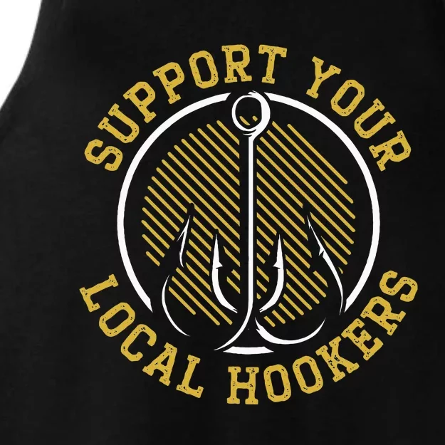 Support Your Local Hookers Fishing Fisherman Master Baiter Ladies Tri-Blend Wicking Tank