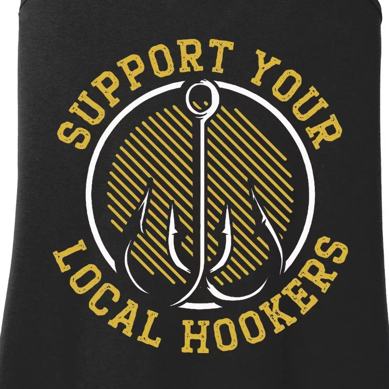 Support Your Local Hookers Fishing Fisherman Master Baiter Ladies Essential Tank