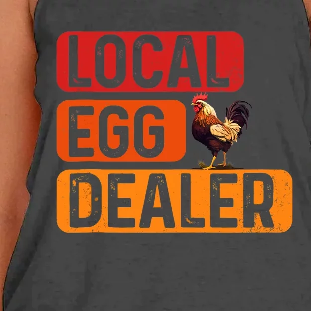 Support Your Local Egg Dealers Chicken Lover Funny Women's Knotted Racerback Tank