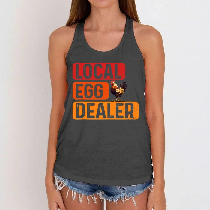 Support Your Local Egg Dealers Chicken Lover Funny Women's Knotted Racerback Tank