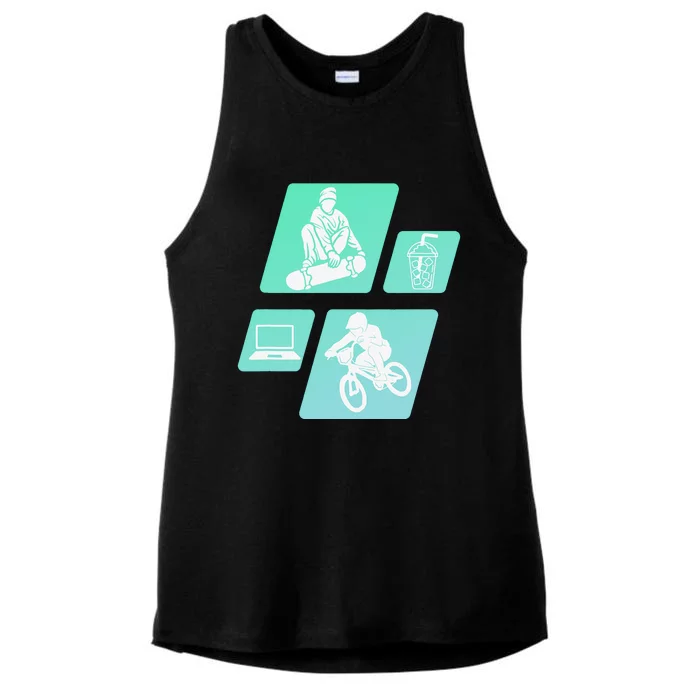 Show your love for BMX Coffee SkateBoarding and Laptops Ladies Tri-Blend Wicking Tank