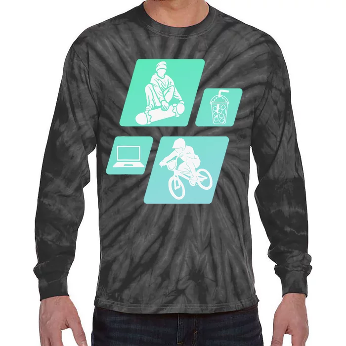 Show your love for BMX Coffee SkateBoarding and Laptops Tie-Dye Long Sleeve Shirt