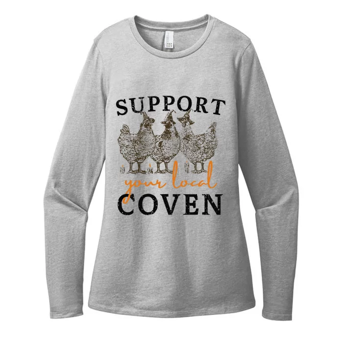 Support Your Local Coven Funny Farm Witch Chicken Halloween Gift Womens CVC Long Sleeve Shirt