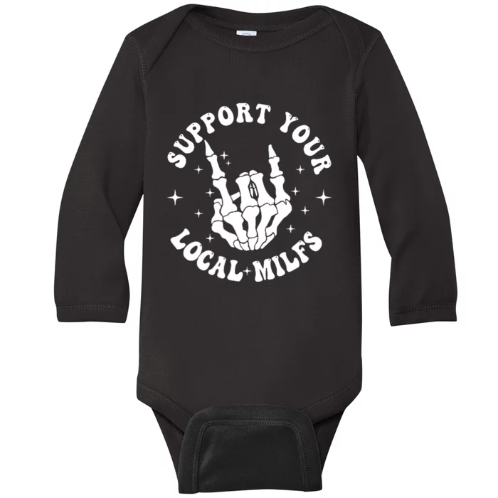 Support Your Local Milfs Baby Long Sleeve Bodysuit