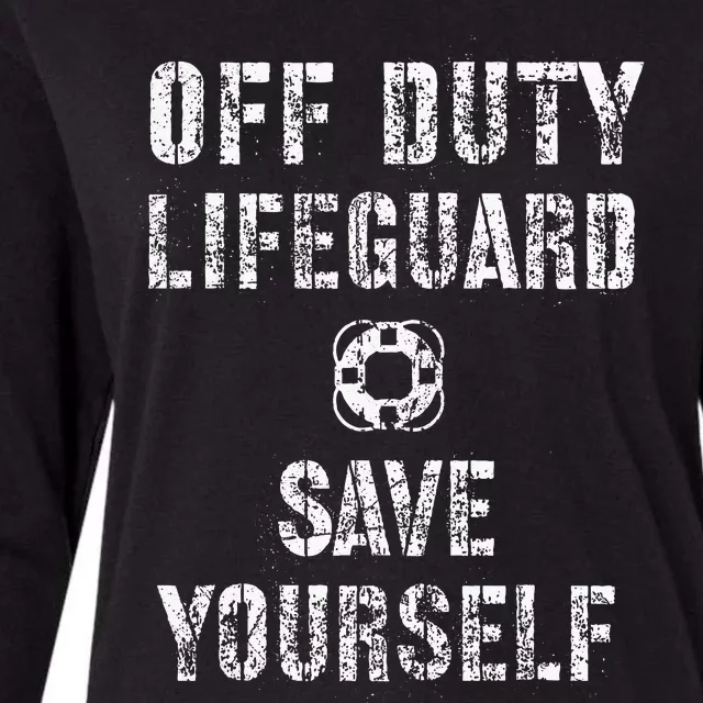 Save Yourself Lifeguard Swimming Pool Guard Off Duty Womens Cotton Relaxed Long Sleeve T-Shirt