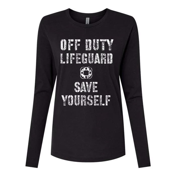 Save Yourself Lifeguard Swimming Pool Guard Off Duty Womens Cotton Relaxed Long Sleeve T-Shirt