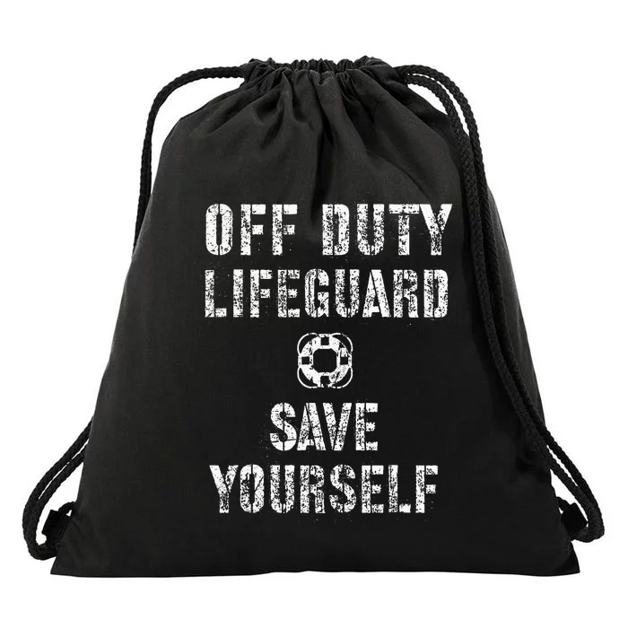 Save Yourself Lifeguard Swimming Pool Guard Off Duty Drawstring Bag